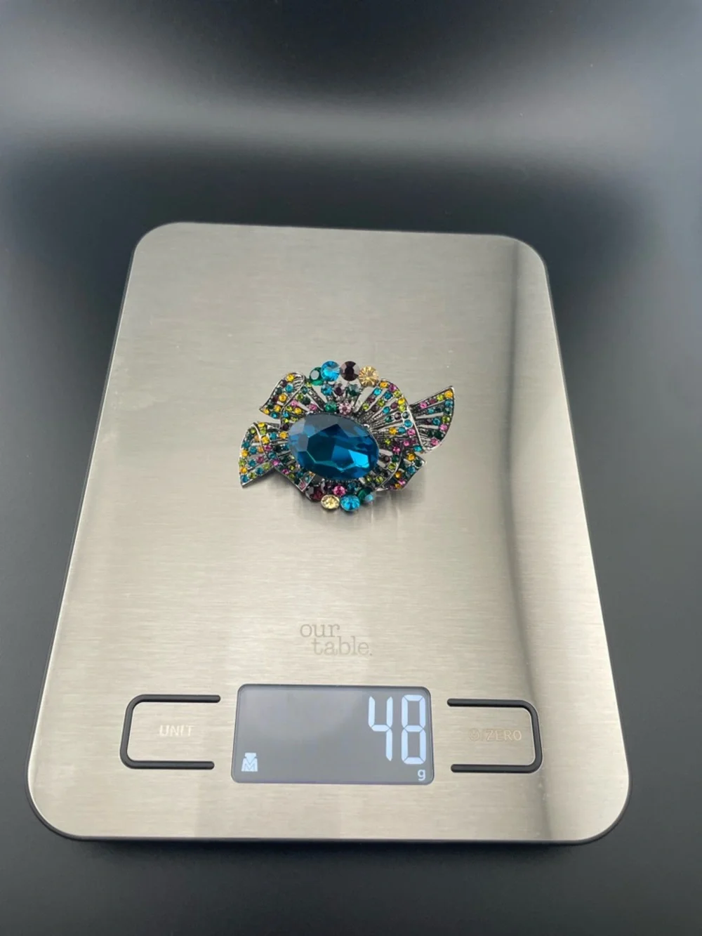 Vintage Oversized Azure Crystal Statement Ring | Multi-Gem Mosaic